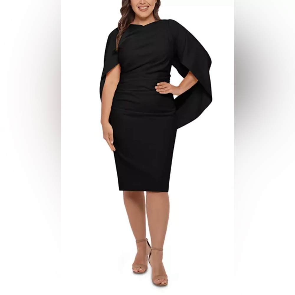 Aqua Elegant Black Cape Dress‎